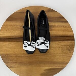 New Womens Reaction Kenneth Cole Melrose Black Bow Mary Jane Ballet Flats Size 6